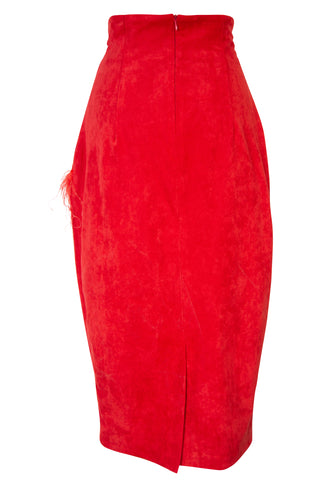 Red Feather Pencil Skirt Skirts Hanifa   