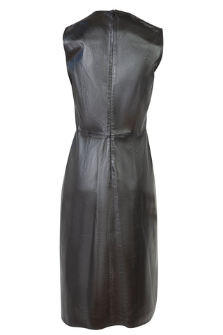Black Leather V-Neck Dress Dresses Celine   