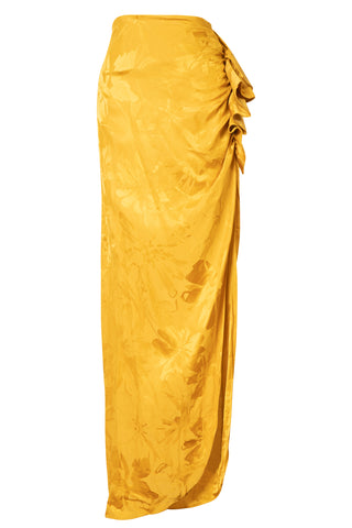 Gold Ruffle Slit Skirt Skirts Silvia Tcherassi   