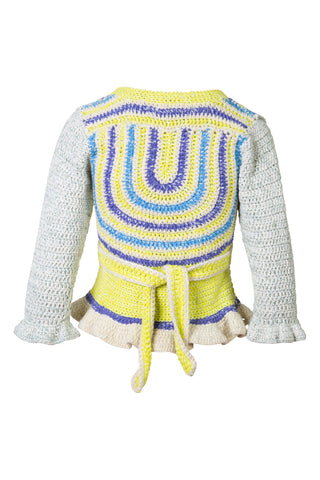 Novelty Corcheted Belted Cardigan in Egret | (est. retail $425) Sweaters & Knits Ganni   