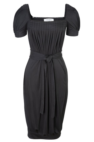 Stefano Pilati Era, Vintage Puff Sleeve Midi Dress in Black Dresses Saint Laurent   