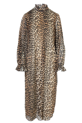 Georgette Leopard Print Dress Dresses Ganni   