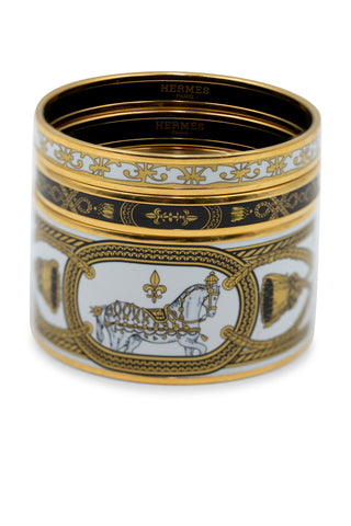 Grand Apparat Enamel Bangle Set of 3 Bracelets Hermes   