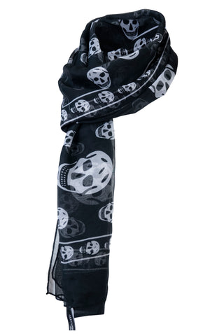 Silk Skull Scarf in Black Scarves & Shawls Alexander McQueen   