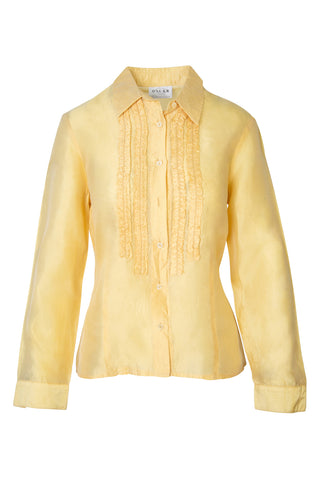 Vintage Yellow Button Up Blouse Shirts & Tops Oscar de la Renta   