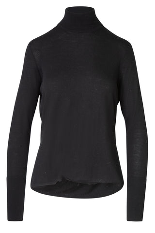 Wool Open Back Turtleneck Top in Black Sweaters & Knits Dion Lee   