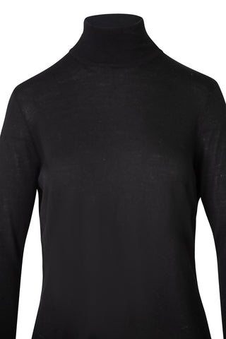 Wool Open Back Turtleneck Top in Black Sweaters & Knits Dion Lee   