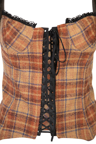 Plaid Wool Blend Corset | FW '02 Shirts & Tops Dolce & Gabbana   