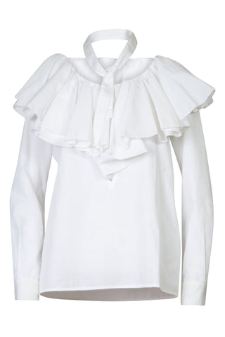 Femme Vintage Ruffle Top in White Shirts & Tops Jean Paul Gaultier   