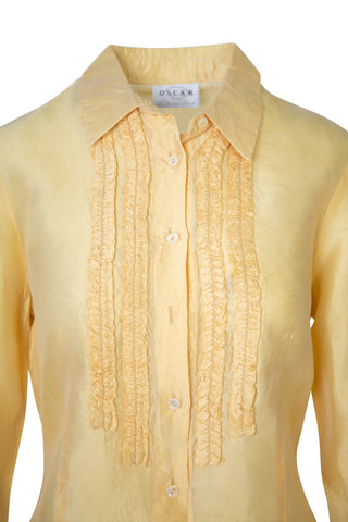 Vintage Yellow Button Up Blouse Shirts & Tops Oscar de la Renta   