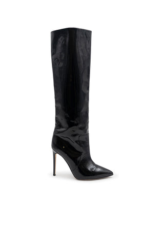 Patent Leather Knee-High Stiletto Boots in Black | (est. retail $835) Boots Paris Texas   