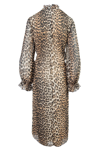 Georgette Leopard Print Dress Dresses Ganni   