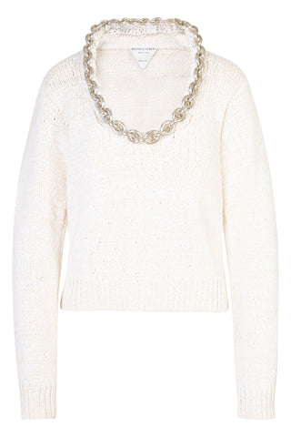 Chain-detailed Cotton-blend Scoop-neck Sweater | PF '20 | (est. retail $1,780)
