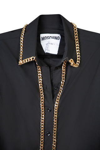 Black Sleeveless Blouse with Chain Trim Shirts & Tops Moschino   