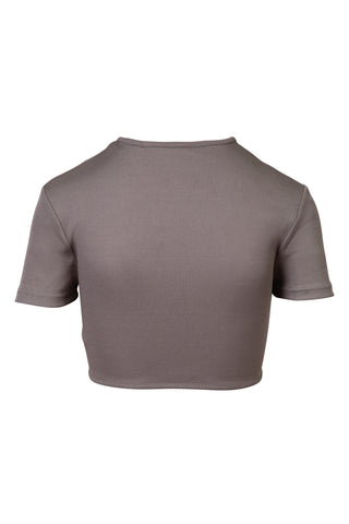 Ruched Quartz Crop Tee in Cinder | new with tags Shirts & Tops Christopher Esber   