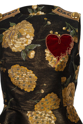 Silk Jacquard Floral Peplum Top Shirts & Tops Dolce & Gabbana   