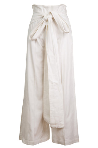 High Waisted Self-Tie White Pants Pants Silvia Tcherassi   