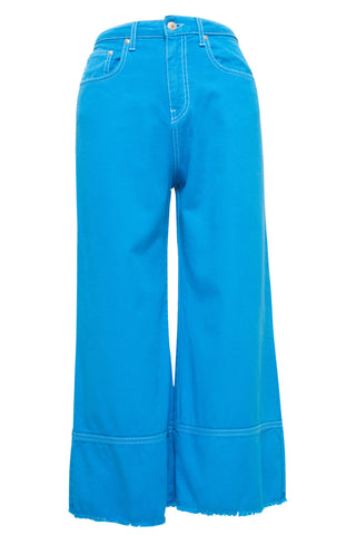 Wide-Leg Cropped Jeans in Blue Pants MSGM   