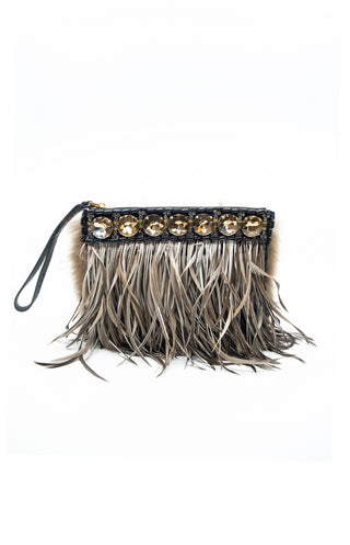 Feather and Fur Clutch Clutches Marni   