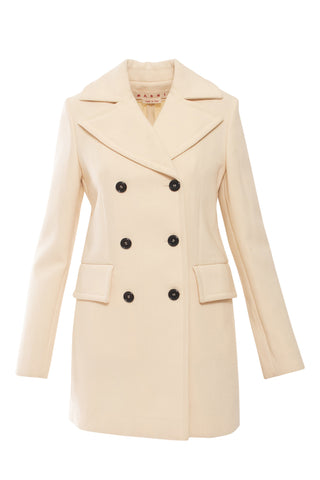 White Double Breasted Wool Coat Coats Marni   