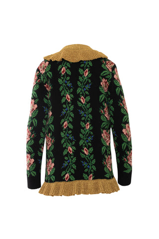 Intarsia Jacquard' Navy Floral Knit Cardigan Sweaters & Knits Gucci   