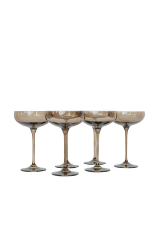 Estelle Colored Champagne Coupe Stemware - Set of 6 (Gray Smoke)  Estelle Colored Glasses   