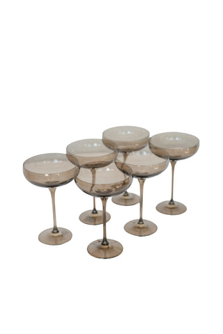 Estelle Colored Champagne Coupe Stemware - Set of 6 (Gray Smoke)  Estelle Colored Glasses   