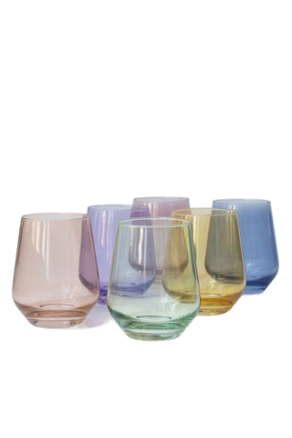 Estelle Colored Wine Stemless - Set of 6 (Pastel Mixed Set) glassware Estelle Colored Glasses   