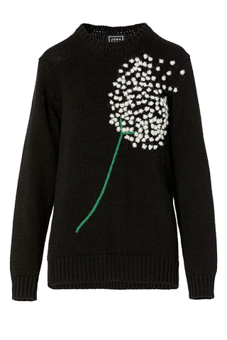 Black Dandelion Hand Embroidered Pullover Clothing Jonathan Cohen   