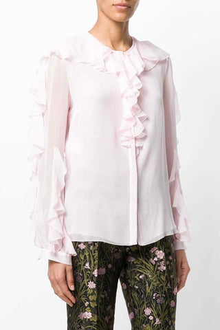 Frill Trim Silk Chiffon Blouse | (est. retail $1,443) Shirts & Tops Giambattista Valli   