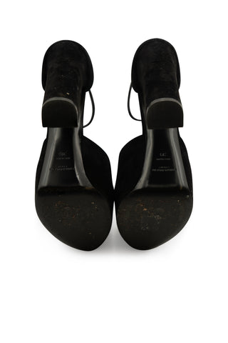 Jodie Floral Appliqué Suede Platform Sandals Heels Saint Laurent   