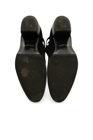 Black Suede Belted Bootie in Black Boots Saint Laurent   