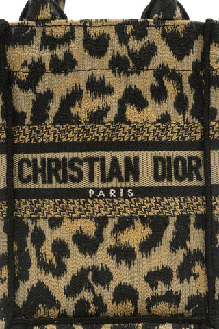 Mini Book Tote Phone Bag in Beige and Black Mizza Embroidery | (est. retail $2,350) Crossbody Bags Christian Dior   