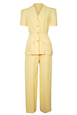 Vintage Pale Yellow Pant Suit