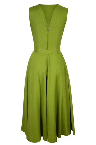 Vintage De Pinna Green Linen Dress Dresses De Pinna   