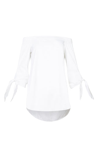 White Off-the-Shoulder Top Shirts & Tops Tibi   
