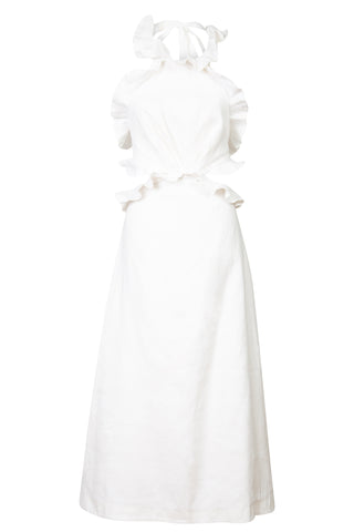 Ruffled Halter Mini Dress in White Dresses Zimmermann   