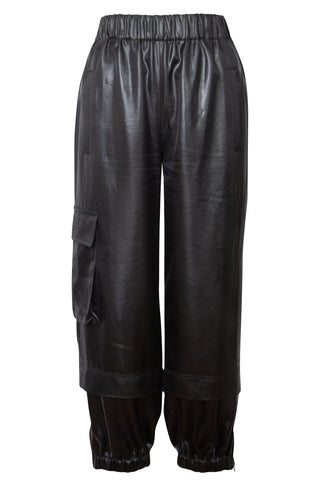 Black Faux Leather Joggers | (est. retail $395) Pants Tibi   