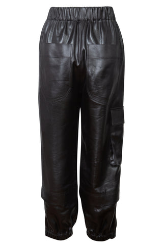Black Faux Leather Joggers | (est. retail $395) Pants Tibi   