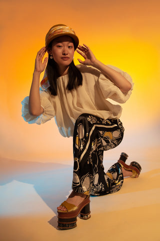 Pyjama Pant in Mod Peony Print | PF '22 (est. retail $525) Clothing Harbison   