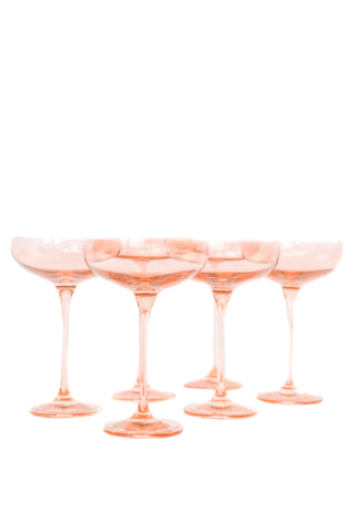 Estelle Colored Champagne Coupe Stemware - Set of 6 (Blush Pink)