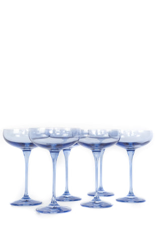 Estelle Colored Champagne Coupe Stemware - Set of 6 (Cobalt Blue)