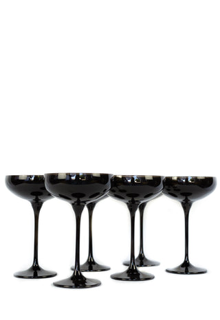 Estelle Colored Champagne Coupe Stemware - Set of 6 (Black Onyx) glassware Estelle Colored Glasses   