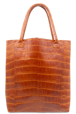 Alligator Skin Tote Bag in Cognac Tote Bags Vereda   