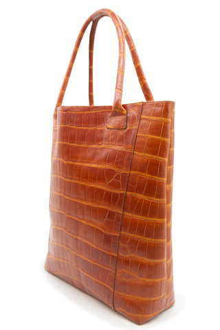 Alligator Skin Tote Bag in Cognac Tote Bags Vereda   