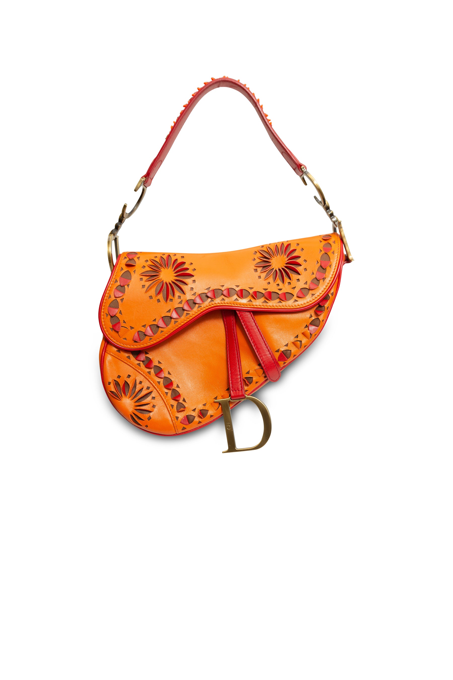 bovenstaand Ernest Shackleton Irrigatie Christian Dior Vintage 2000's Orange Laser Cut Floral Saddle Bag – Dora Maar