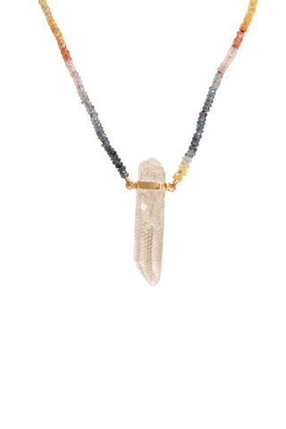 Light Rainbow Sapphire Crystal Quartz Charm Necklace Fine Jewelry Jia Jia   