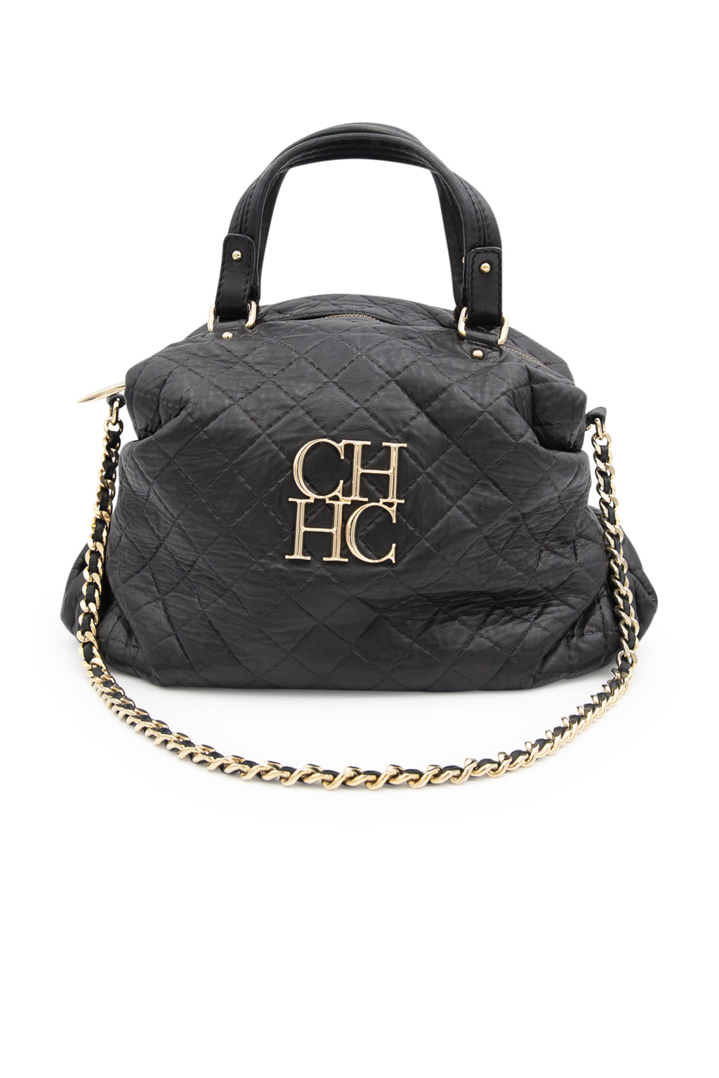 CAROLINA HERRERA 'JEWEL' Black QUILTED LEATHER Chain Clutch Bag CH  HandBag NWT