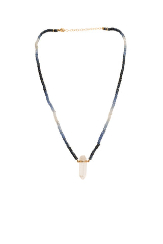 Ombre Sapphire Crystal Quartz Gold Bar Necklace Fine Jewelry Jia Jia   