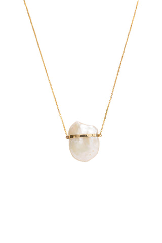 Large Pearl Gold Bar Necklace Fine Jewelry Jia Jia   